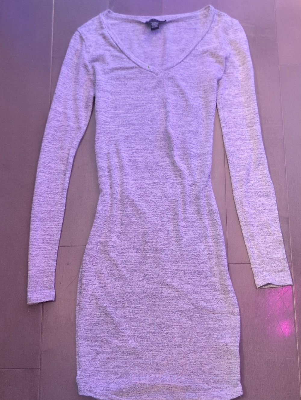 Heather Gray Long Sleeve V-Neck Bodycon Dress
